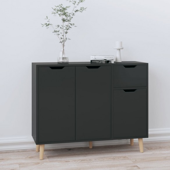 Buffet noir brillant 90x30x72 cm bois d'ingénierie