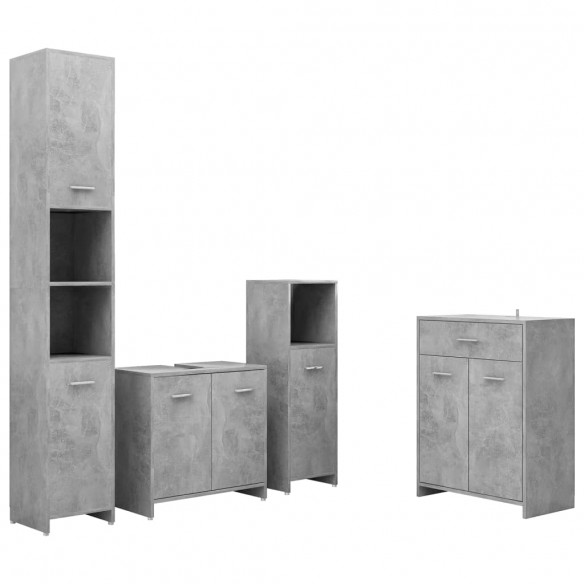 Ensemble de meubles de salle de bain 4 pcs Gris béton