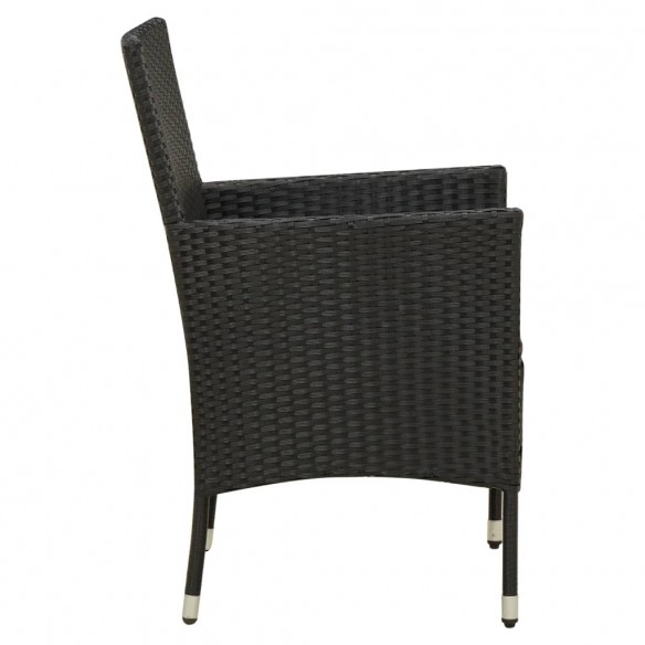 Chaises de jardin avec coussins 4 pcs Résine tressée Noir