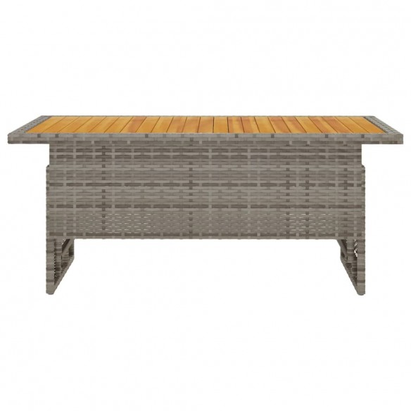 Table de jardin gris 100x50x43/63 cm acacia et résine tressée