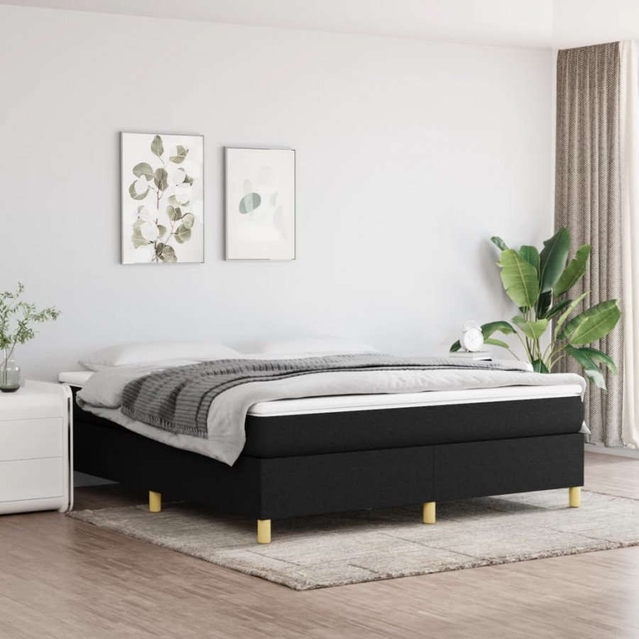 Cadre de lit avec matelas Noir 160x200 cm Tissu