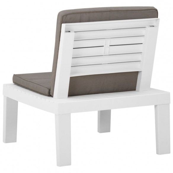 Chaises de salon de jardin avec coussins 2 pcs Plastique Blanc