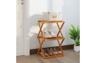 Étagère pliable à 3 niveaux Marron 43x31x63 cm Bois d'acacia