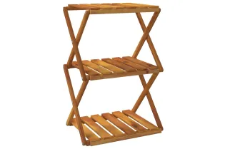 Étagère pliable à 3 niveaux Marron 43x31x63 cm Bois d'acacia 2