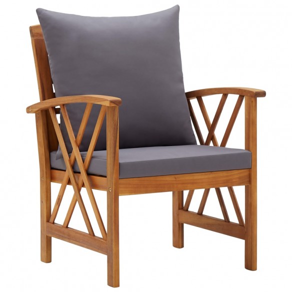 Chaises de jardin avec coussins 2 pcs Bois d'acacia massif