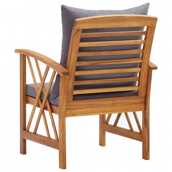 Chaises de jardin avec coussins 2 pcs Bois d'acacia massif