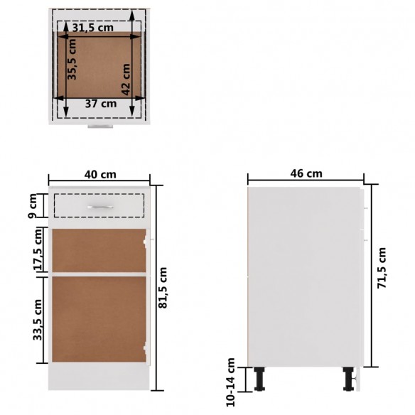 Armoire de plancher Blanc brillant 40x46x81,5 cm Aggloméré