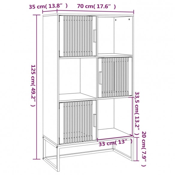 Buffet haut blanc 70x35x125 cm bois d'ingénierie