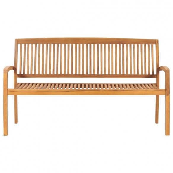 Banc de jardin empilable et coussin 159 cm Bois de teck massif