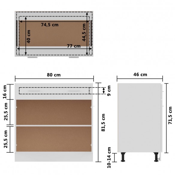 Armoire de plancher Blanc brillant 80x46x81,5 cm Aggloméré