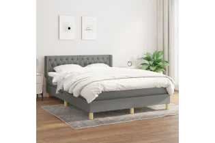cadre de lit avec matelas Gris foncé 140x200cm Tissu