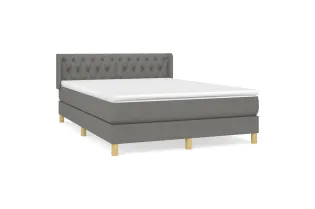 cadre de lit avec matelas Gris foncé 140x200cm Tissu 2