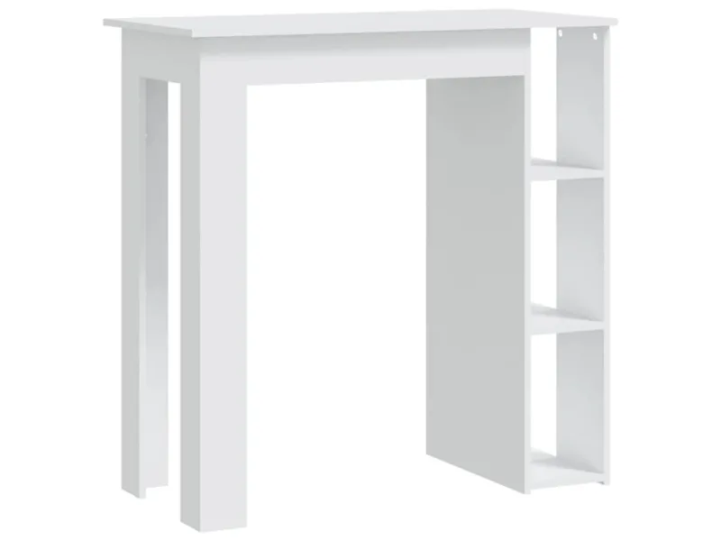 Table de bar avec étagère Blanc 102x50x103,5 cm Aggloméré