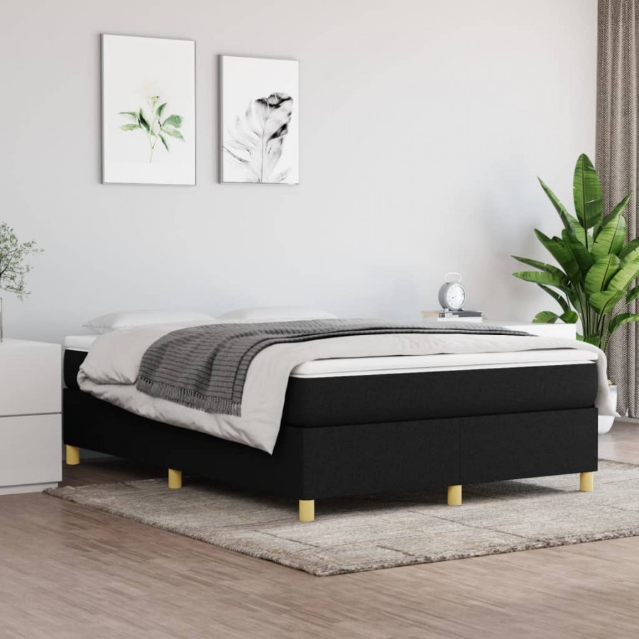 Cadre de lit avec matelas Noir 140x200 cm Tissu