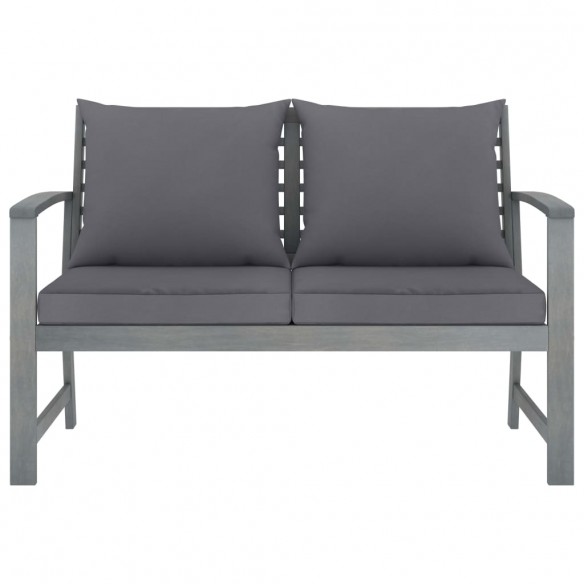 Banc de jardin 120cm et coussin gris foncé Bois solide d'acacia