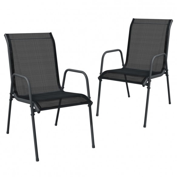 Chaises de jardin 2 pcs Acier et textilène Noir