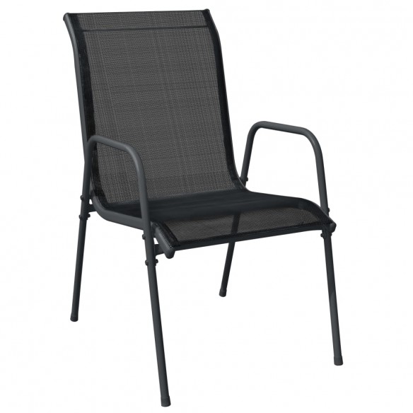 Chaises de jardin 2 pcs Acier et textilène Noir