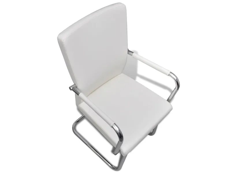 Chaises à manger cantilever lot de 2 blanc similicuir