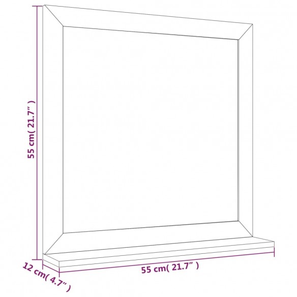 Miroir mural 55x55 cm Bois massif de noyer