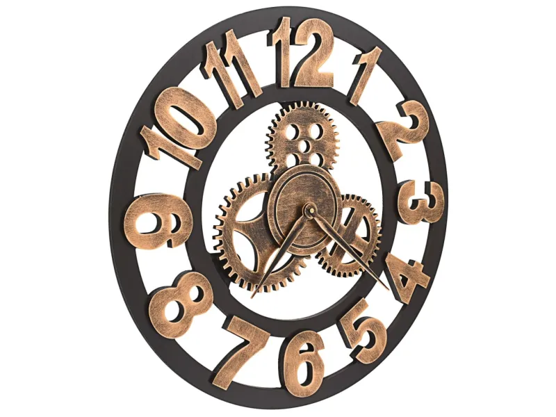 Horloge murale Métal 58 cm Doré et noir