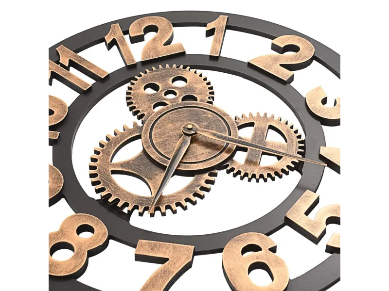 Horloge murale Métal 58 cm Doré et noir