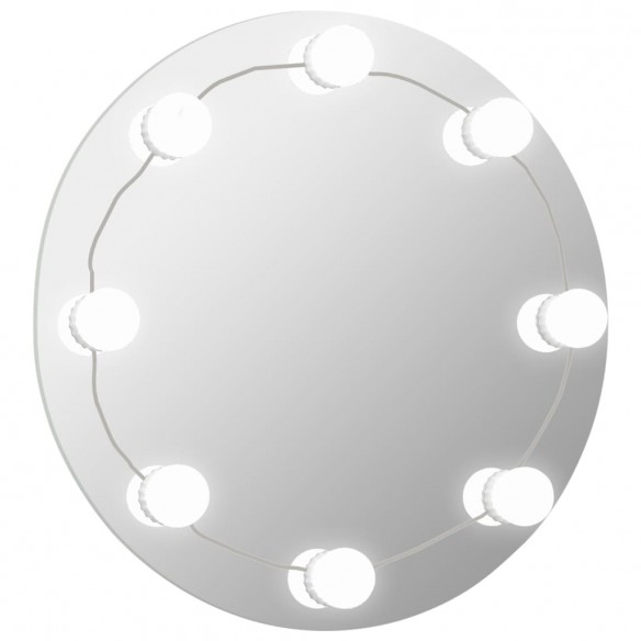 Miroir mural avec lampes LED Rond Verre