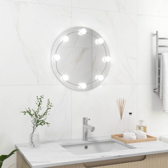 Miroir mural avec lampes LED Rond Verre