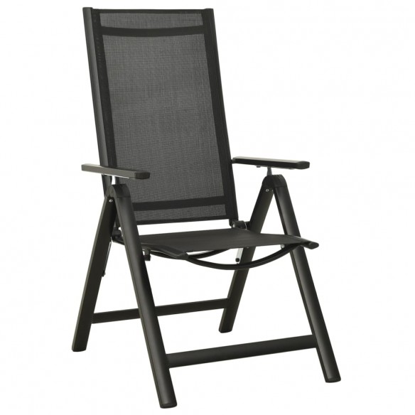 Chaises pliables de jardin 2 pcs Textilène et aluminium Noir