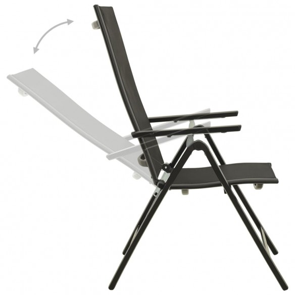 Chaises pliables de jardin 2 pcs Textilène et aluminium Noir