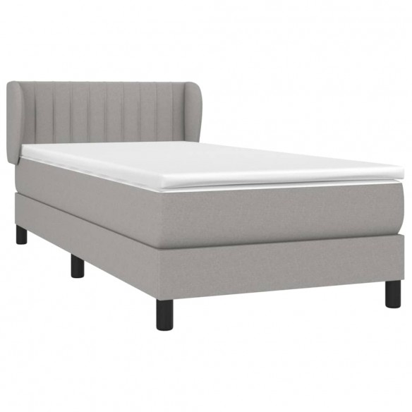 Cadre de lit avec matelas Gris clair 100x200cm Tissu