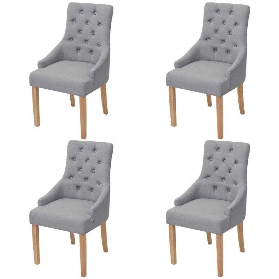 Chaises à manger lot de 4 gris clair tissu