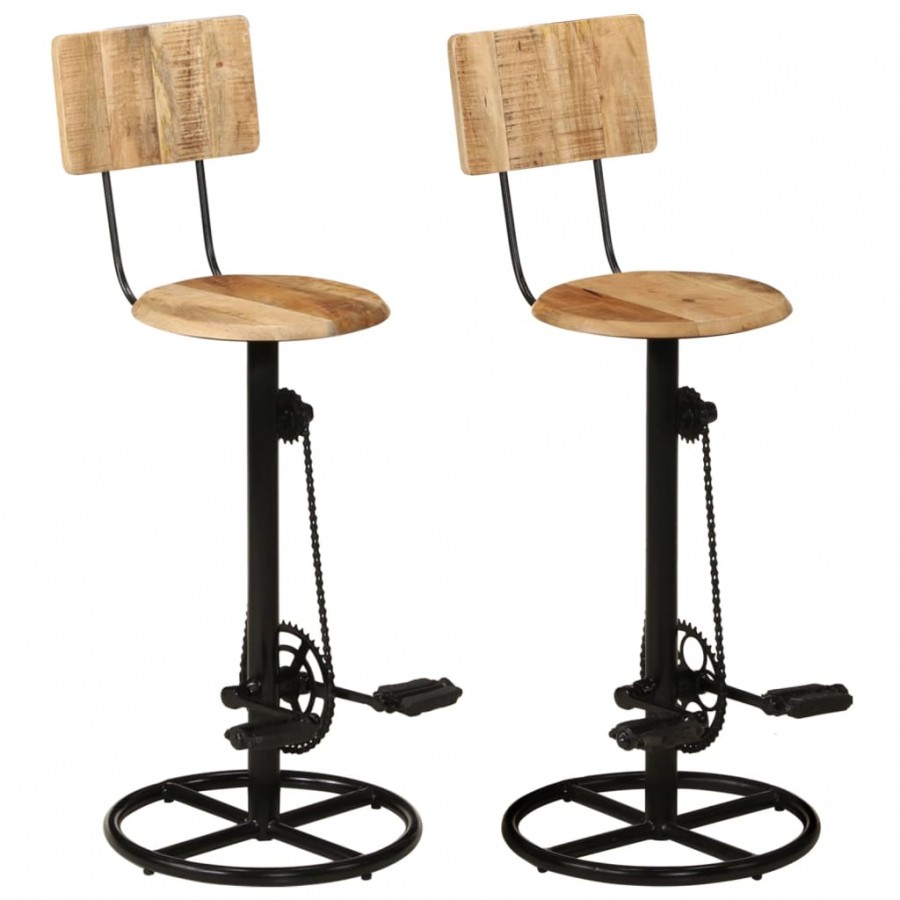 Tabourets de bar lot de 2 bois massif de manguier