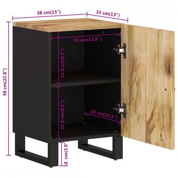 Armoire de salle de bain 38x33x58 cm bois massif de manguier