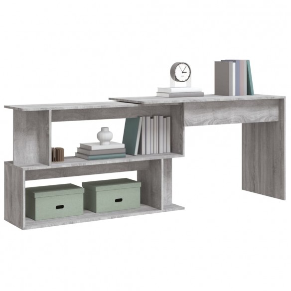 Bureau d'angle Sonoma gris 200x50x76 cm Bois d'ingénierie