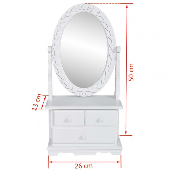 Coiffeuse avec miroir pivotant ovale MDF