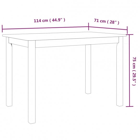 Table de salle à manger Noir 114x71x75 cm Bois d'hévéa massif