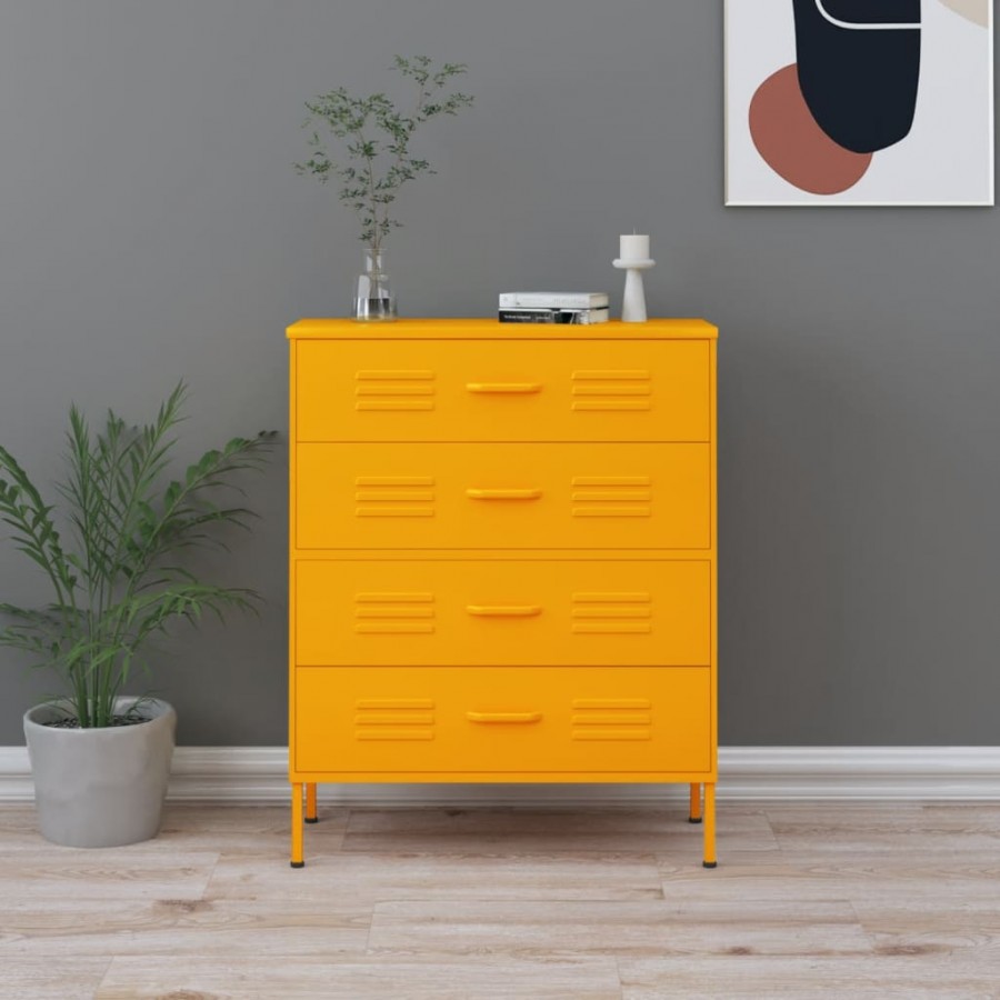 Commode Jaune moutarde 80x35x101,5 cm Acier