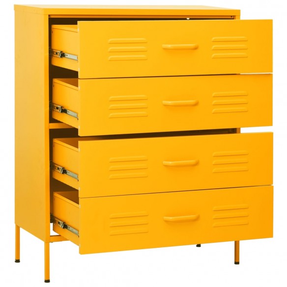 Commode Jaune moutarde 80x35x101,5 cm Acier