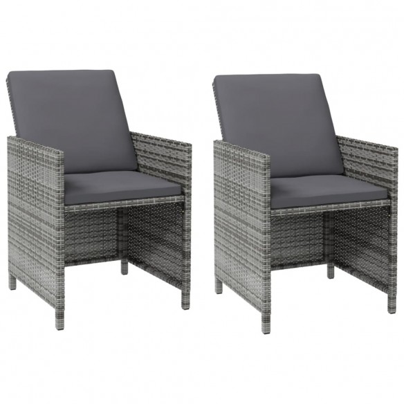 Jeu de chaise et tabouret de jardin 4 pcs Résine tressée Gris