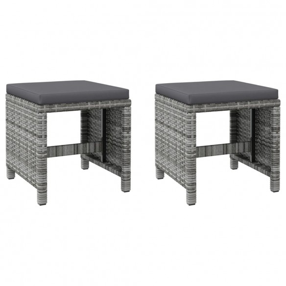 Jeu de chaise et tabouret de jardin 4 pcs Résine tressée Gris