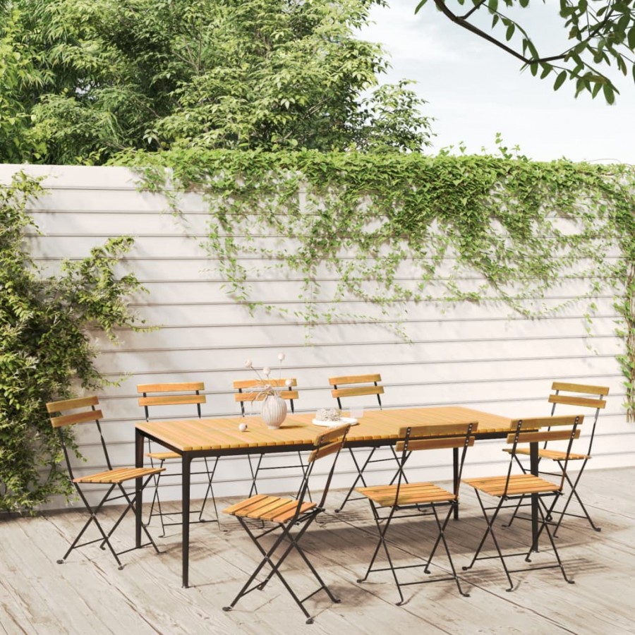 Chaises pliables de jardin 8 pcs Acier et bois d'acacia massif