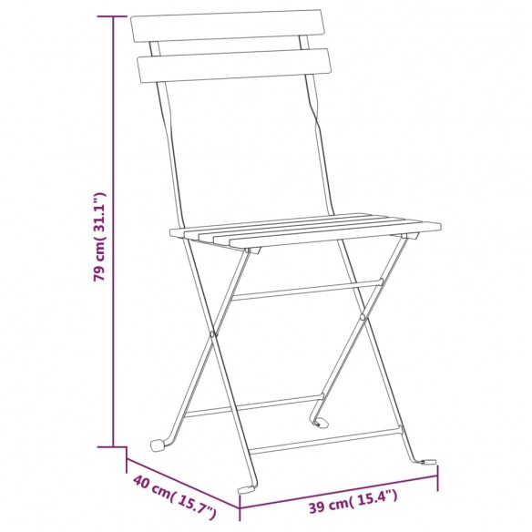 Chaises pliables de jardin 8 pcs Acier et bois d'acacia massif