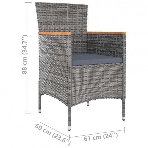 Chaises de salle à manger de jardin 4 pcs Résine tressée Gris