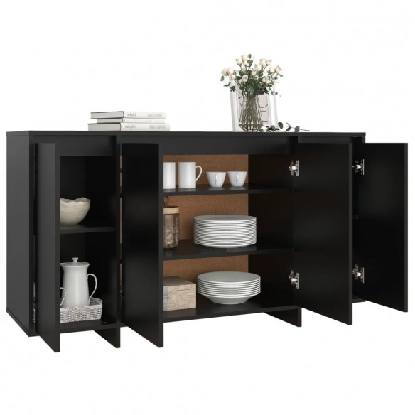 Buffet noir 135x41x75 cm bois d'ingénierie