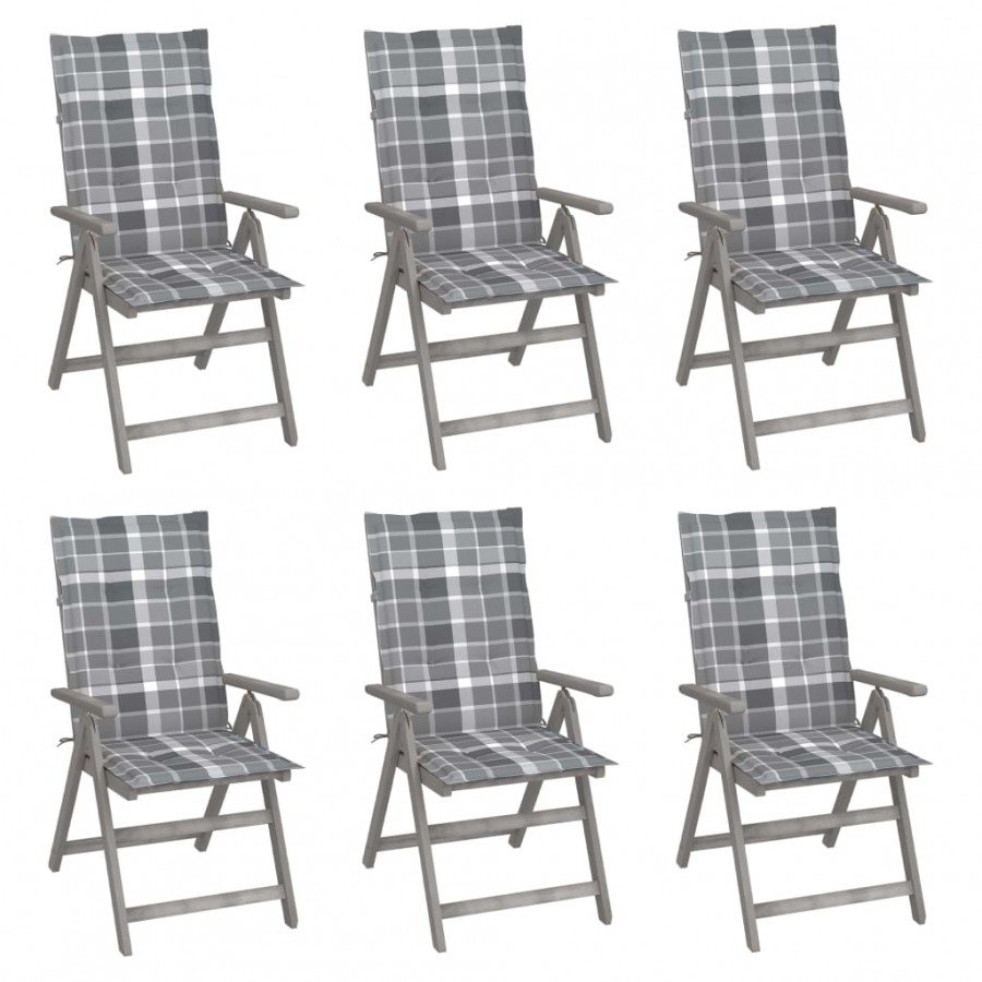 Chaises inclinables de jardin 6 pcs avec coussins Bois d'acacia