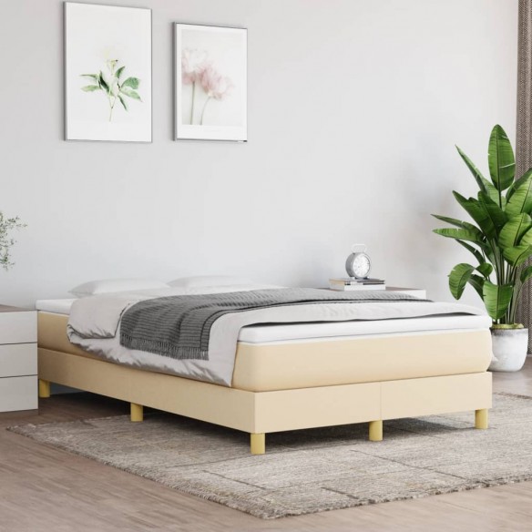 Cadre de lit avec matelas Crème 120x200 cm Tissu