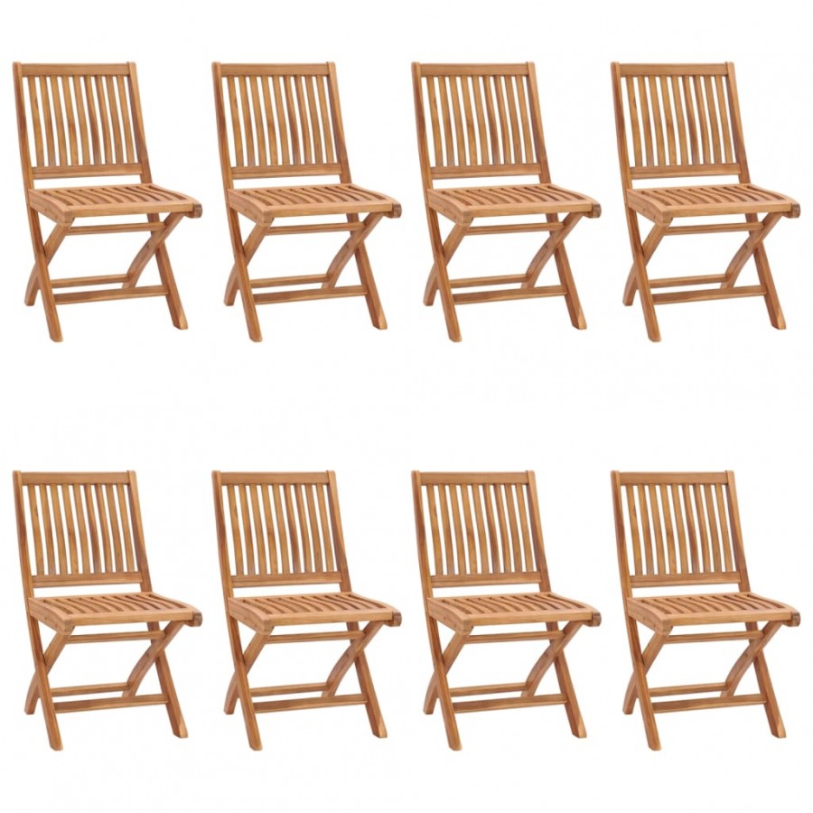 Chaises pliables de jardin 8 pcs Bois de teck solide