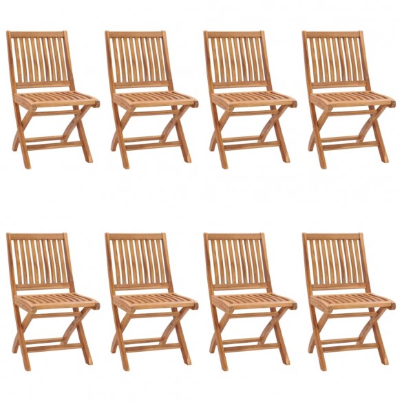 Chaises pliables de jardin 8 pcs Bois de teck solide