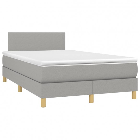 Cadre de lit matelas LED Gris clair 120x200 cm Tissu