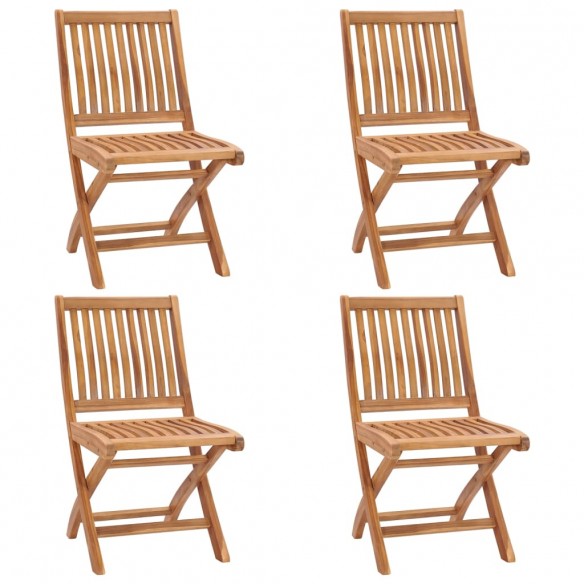 Chaises pliables de jardin avec coussins 4 pcs Teck solide